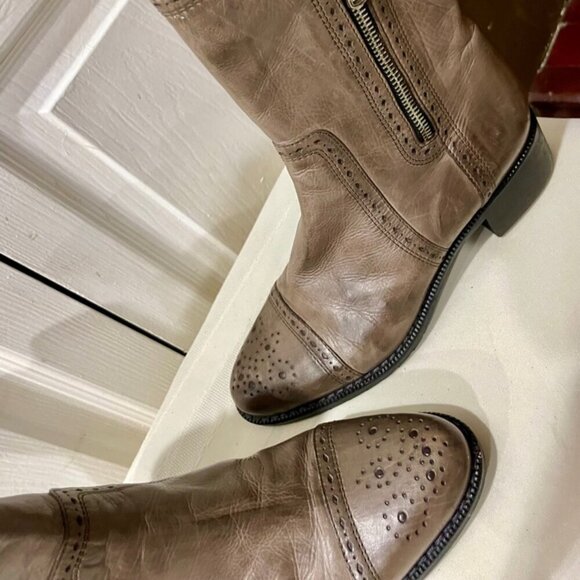 MARINA RINALDI MID CALF WESTERN BOOTS GREY DISTRESSED GRUNGE MADE IN ITALY SZ 35 - Picture 9 of 16